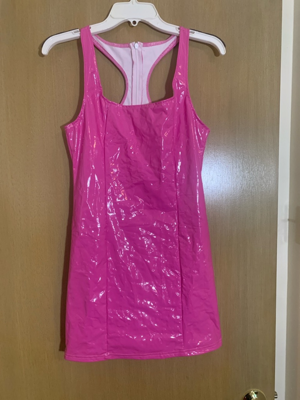 Shiny Xl Hot Pink Racerback Mini Dress